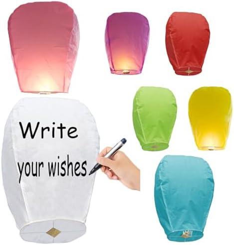 Paper Lanterns to Release&in Memory, 12 Pack Colored, Chinese Lanterns Easy to Use, Paper Lanterns were The Highlight of Party! Chinese Lanterns for Memory of Family.